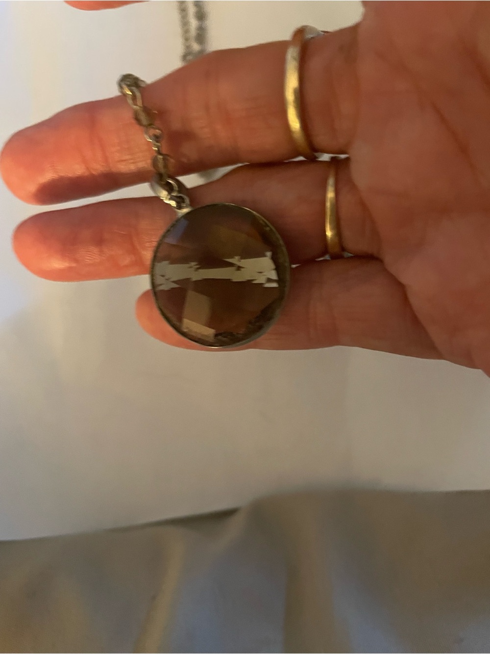 Smoky Brown Round Pendant Necklace - Brand Unspecified